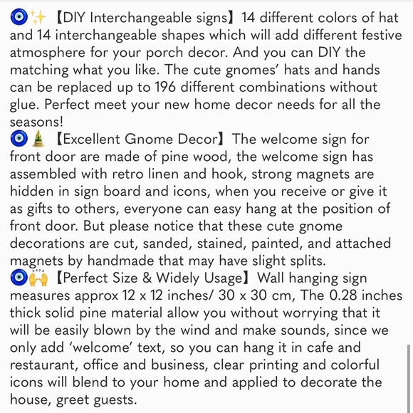 Interchangeable Welcome Sign, 12in DIY Wooden Wall Hanging Sign - Picture 8 of 8